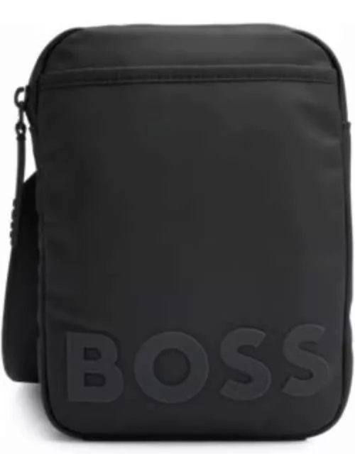 Coated-material reporter bag with logo detail- Black Men's Reporter bag