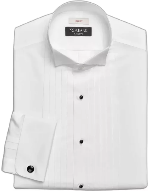 JoS. A. Bank Men's Reserve Collection Slim Fit Wing Collar French Cuff Formal Dress Shirt, White