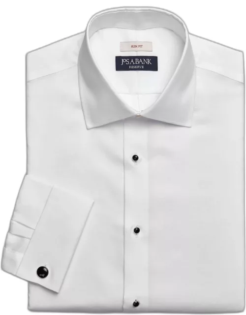 JoS. A. Bank Men's Reserve Collection Slim Fit Spread Collar French Cuff Formal Dress Shirt, White