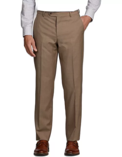JoS. A. Bank Men's Traveler Collection 37.5 Traditional Fit Dress Pants, Tan