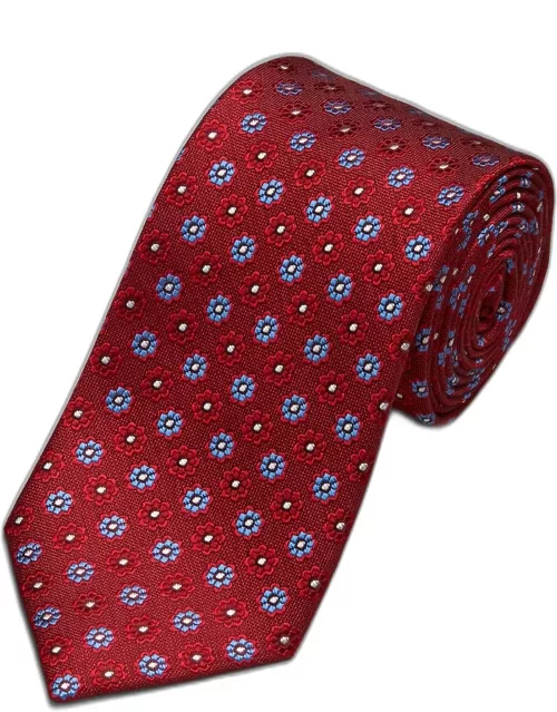 JoS. A. Bank Men's Textured Geo Tie - Long, Red, LONG