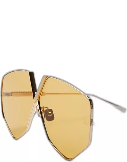 Golden V-Hexagon Titanium Sunglasse