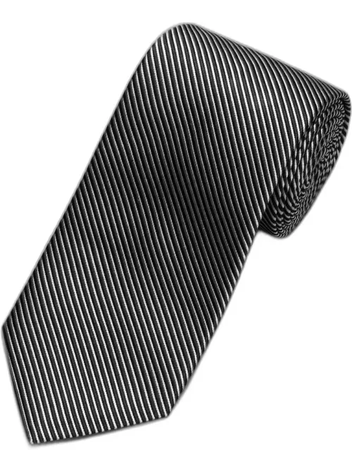 JoS. A. Bank Men's Reserve Collection Ribbed Tie - Long, Black/White, LONG