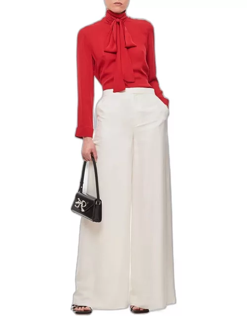 Ralph Lauren Collection Elaine Full Length Silk Trousers White