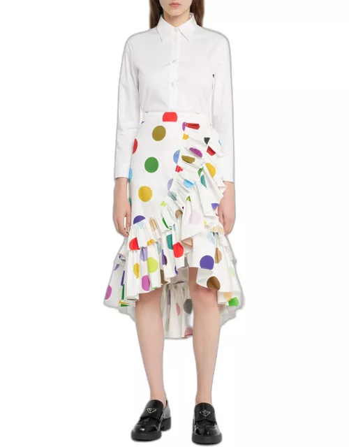 Summer Spots Midi Skirt with Ruffle Detail
