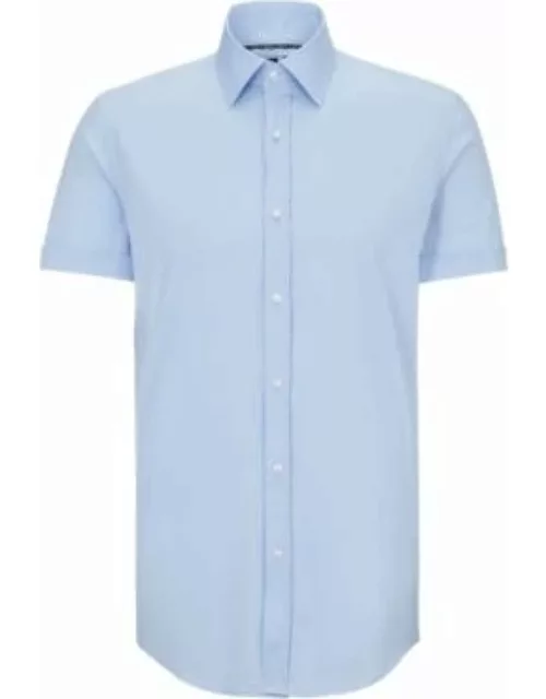 Slim-fit shirt in easy-iron stretch poplin- Light Blue Men's Shirt