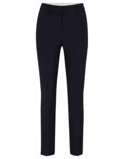 Regular-fit cropped trousers in wool- Dark Blue Women's Formal Pant