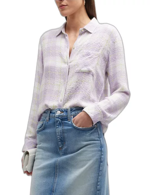 Brady Crinkled Plaid Button-Front Shirt