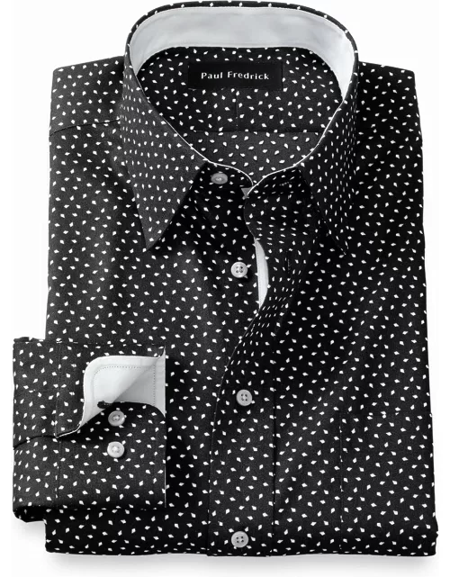 Non-iron Cotton Geometric Print Dress Shirt With Contrast Tri