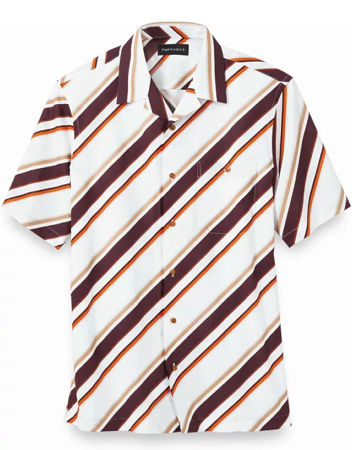 Cotton Diagonal Stripe Print Casual Shirt