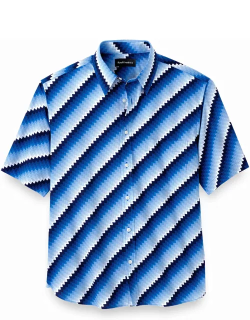 Cotton Diagonal Stripe Print Casual Shirt