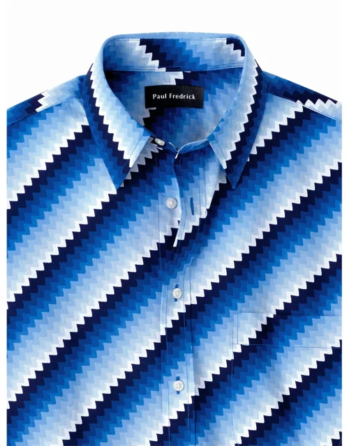 Slim Fit Cotton Diagonal Stripe Print Casual Shirt