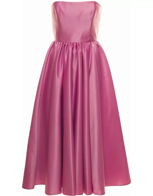 Pinko aminga Midi Pink Strapless Dress With Flared Skirt In Polyester Woman