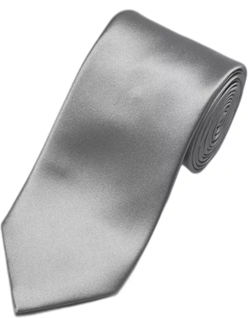 JoS. A. Bank Men's Reserve Collection Satin Weave Solid Tie, Silver, One