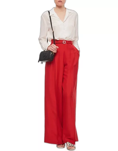 Ralph Lauren Collection Graciela Full Length Silk Trousers Red