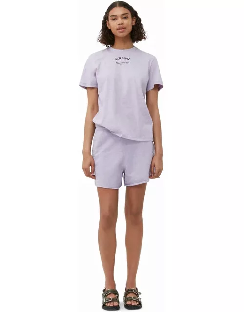 GANNI Short Sleeve LIlac Relaxed O-neck T-shirt in Orchid Peta