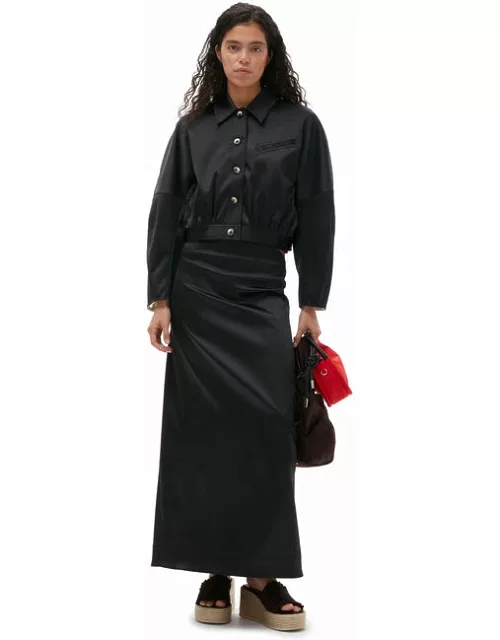GANNI Double Satin Maxi Skirt in Black