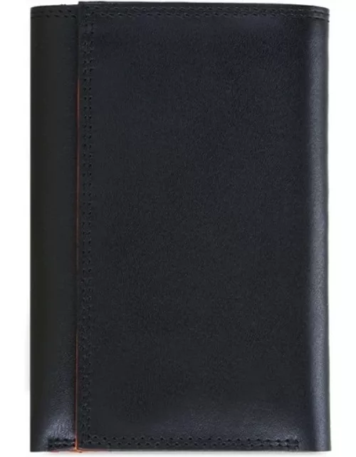 Men's Tri-fold Wallet with Zip Black-Orange