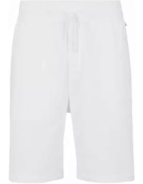 Cotton-terry loungewear shorts with embossed logo- White Men's Loungewear