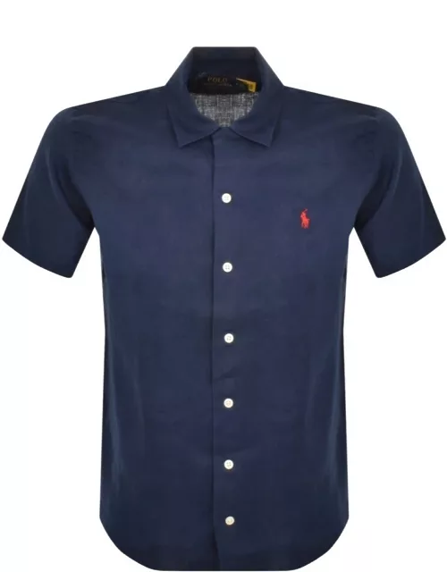 Ralph Lauren Linen Short Sleeved Shirt Navy