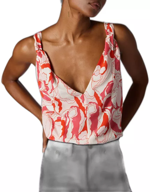 Abstract-Print Twist-Strap Top