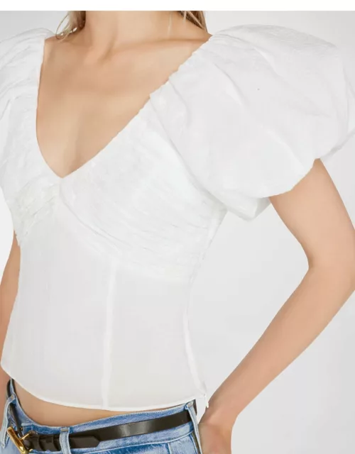 Cotton Puff-Sleeve Top