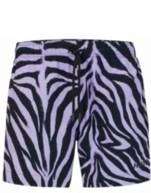 Quick-dry animal-print swim shorts- Light Purple Men's Swim Short