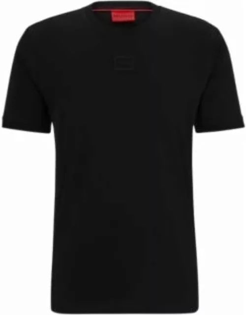Cotton-jersey T-shirt with tonal logo badge- Black Men's T-Shirt