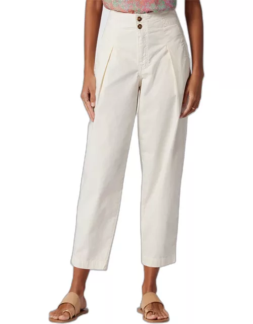 Millicent Pleated Cropped Stretch Cotton Pant