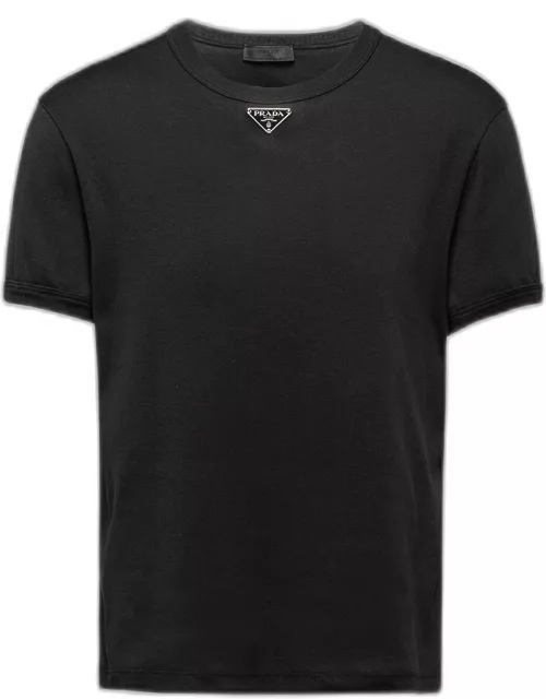 Men's T-Shirt with Enameled Triangle Logo