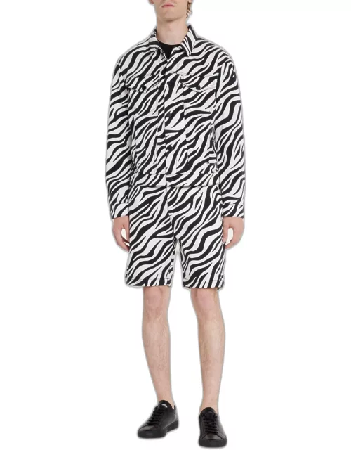 Men's Zebra-Print Denim Jacket
