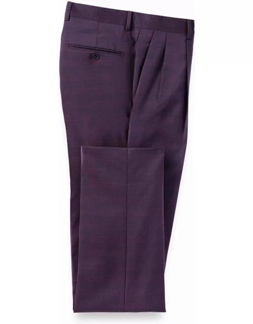 Italian Wool Plaid Pleated Suit Pant