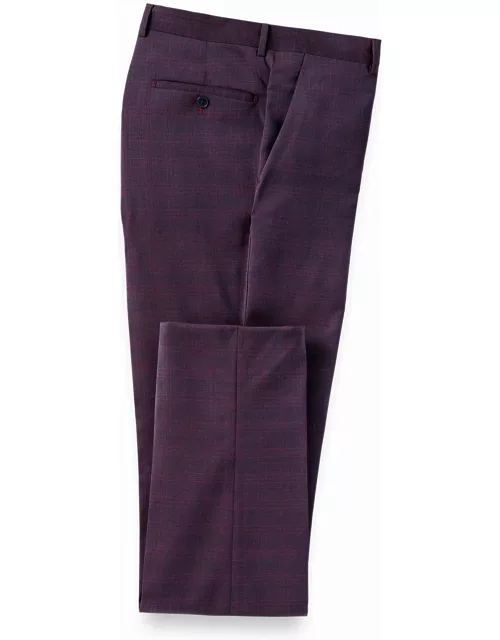 Italian Wool Plaid Flat Front Suit Pant