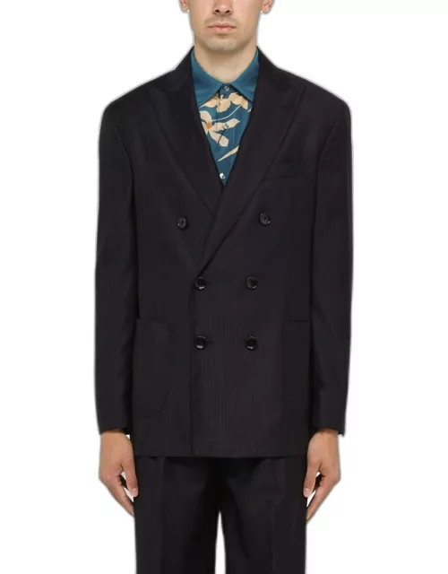 Blue pinstriped double-breasted jacket