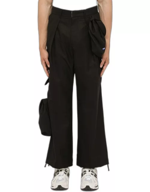 Black wool cargo trouser