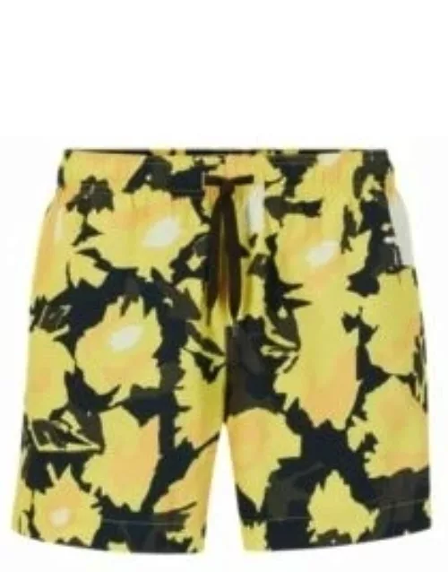 Quick-dry printed swim shorts- Yellow Men's Swim Short