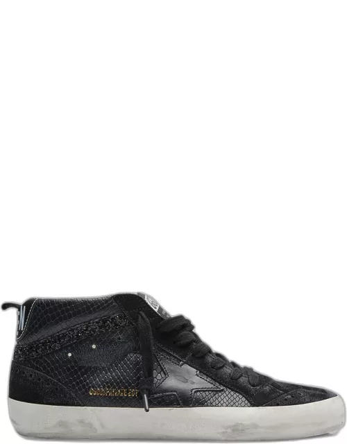 Mid Star Wing-Tip Snake-Embossed Faux-Leather Sneaker