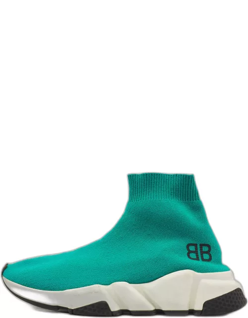 Balenciaga Turquoise Knit Fabric Speed Trainer Sneaker