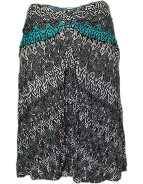 Missoni Multicolor Crochet Knit Ruched Mini Skirt