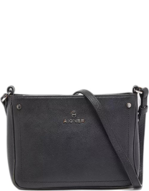 Aigner Black Leather Ava Crossbody Bag