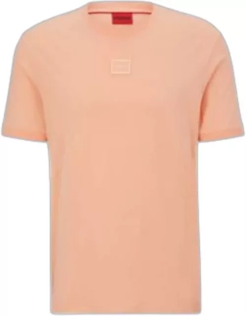 Cotton-jersey T-shirt with tonal logo badge- Light Red Men's T-Shirt