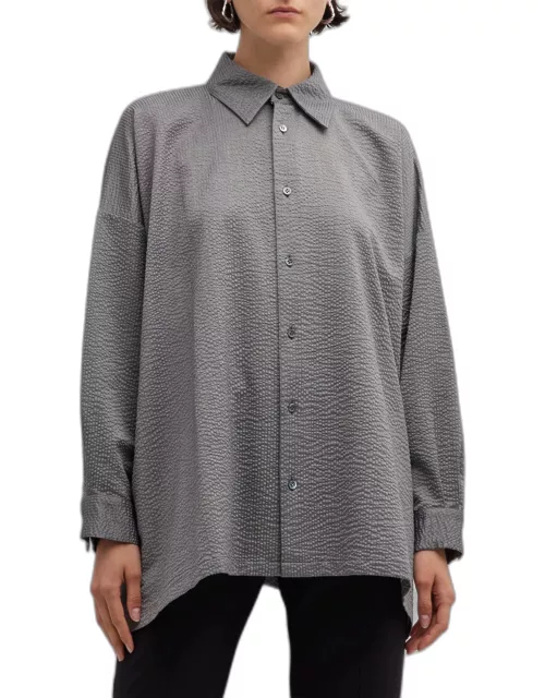 Wide A-Line Shirt with Collar (Long)