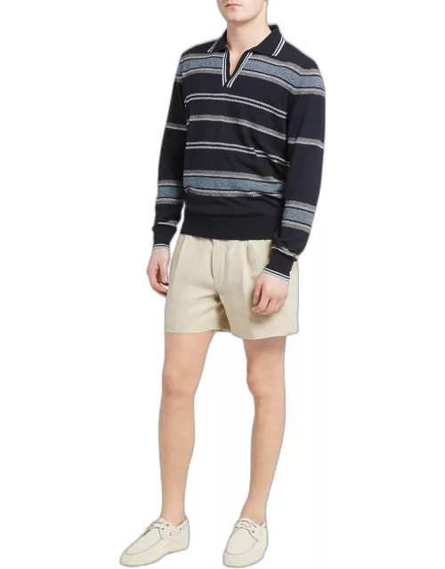 Men's Avaika Silk Stripe Polo Sweater
