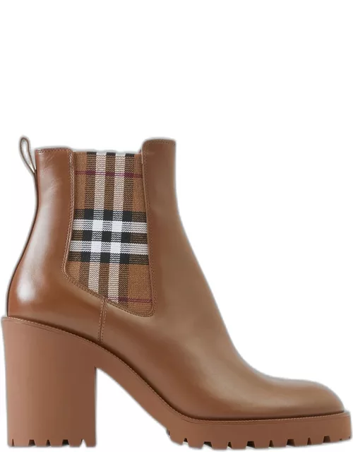 Allostock Leather Check Heeled Chelsea Bootie