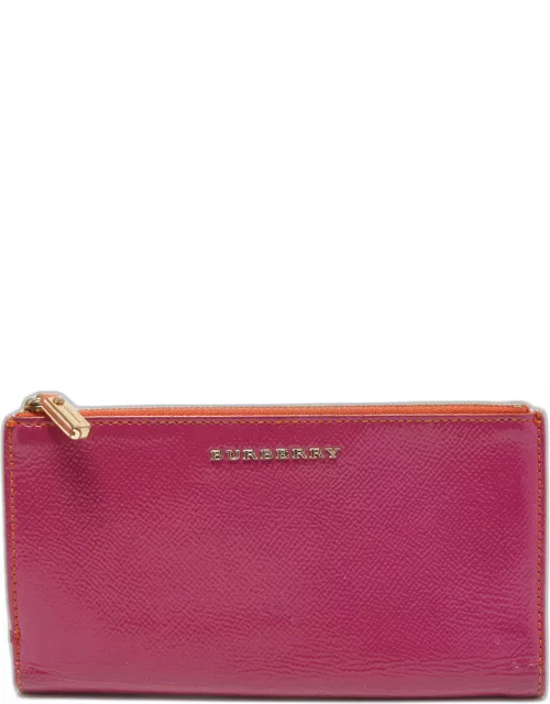 Burberry Magenta Patent Leather Constantine Continental Wallet