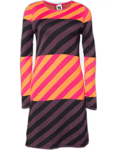 M Missoni Multicolor Striped Cotton Knit Shift Dress