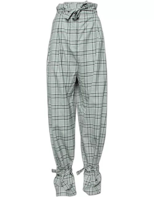 Zimmermann Grey Checkered Wool Paperbag Waist Trousers