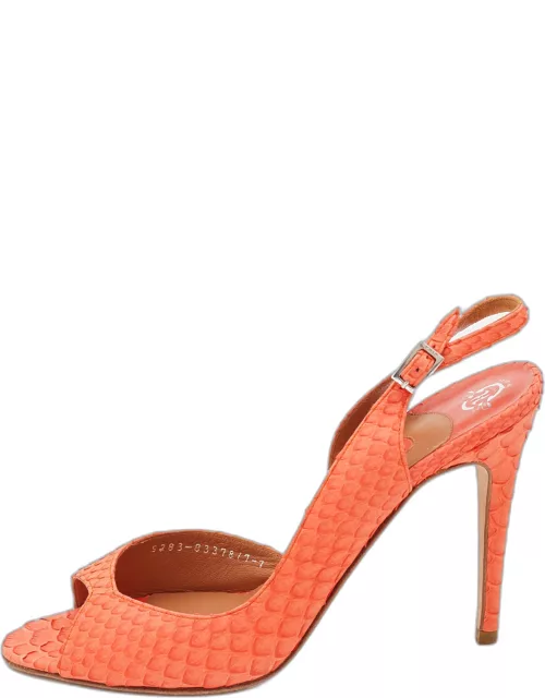 Gina Tangerine Python Peep Toe Ankle Strap Sandal