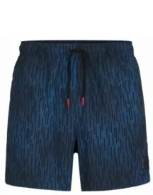 Quick-drying swim shorts with signature print- Dark Blue Men's Swim Short
