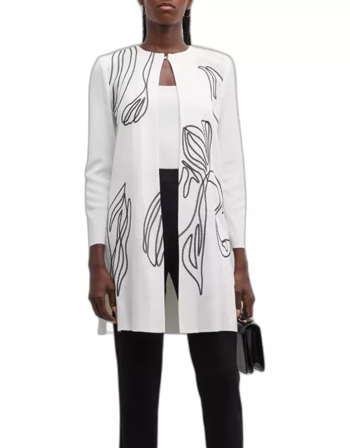 Abstract Embroidered Side-Slit Jacket